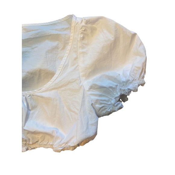 Missguided White Puff Sleeve Milkmaid Crop Top Size L Boho Coquette Summer - Picture 4 of 9